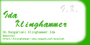 ida klinghammer business card